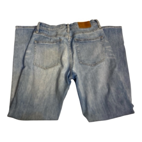 Women’s J. Crew Vintage Crop Patched Distressed Sky Blue Straight Jeans - Picture 3 of 5